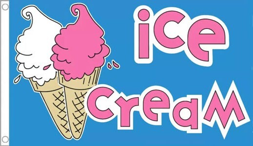 ICE CREAM FLAG 5' x 3' Gelato Dessert Parlour Cold Drinks Van Stall Sweets Shop