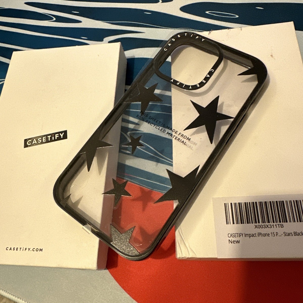 Casetify Impact Case Stars Prints Star Clear Black For iPhone 15