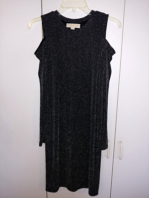 MICHAEL/MICHAEL KORS LADIES BLACK/SILVER METALLIC DRESS-COLD  SHOULDER-S-CUTE | eBay