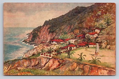 La Quebrada Acapulco Mexico Agapito Rincon Pina Art Postcard View Vintage