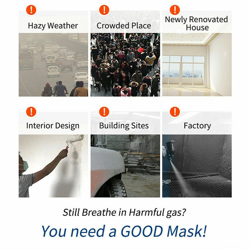 Máscara facial reutilizable con filtro anticontaminación del aire PM2.5 dos válvulas lavable Reino Unido Foto 3 de 4