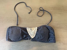 NEW blue denim colored lace    L SPACE swimsuit bikini top size large