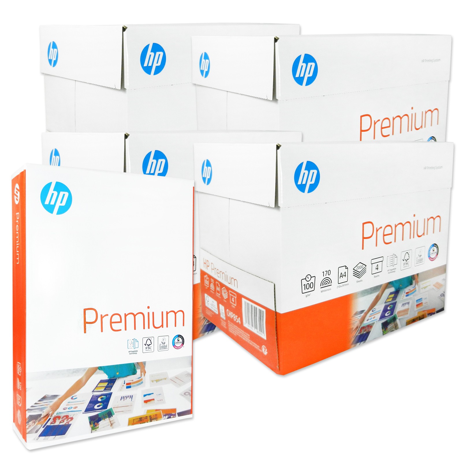 CHP854 Premium hochweißes Kopierpapier Druckerpapier DIN A4 8000 Blatt
