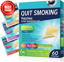 Quit Smoking Patches Step 1 2 3 Nicotine Stop Aid 30ct Anti Smoking 60mg 2Wks