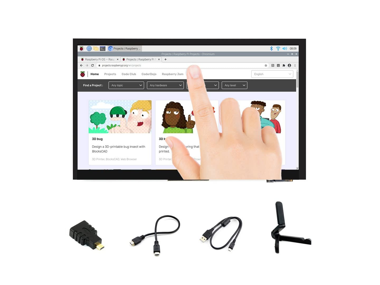 7 inch HDMI LCD 1024x600 Resolution Capacitive Touch Screen IPS Display Modul...