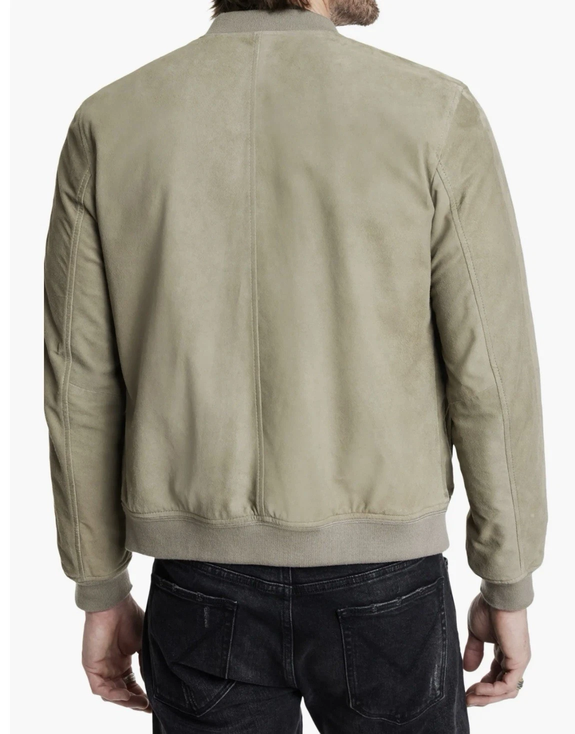 NWT $798 John Varvatos Jacket 54 L Men's Khai Suede Bomber Khaki Light Green - product detail image 5