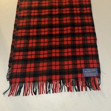 Vintage Pendleton 100 Virgin Wool Scarf Red Tartan Plaid