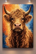 Colorful Highland Cow Canvas Wall Art Farmhouse Decor Everwall Prints 13