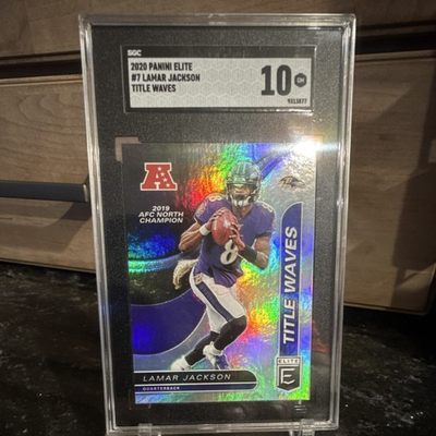 #ad Panini 2020 Donruss Elite Title Waves Lamar Jackson #7 SGC 10 Football Card $46.00