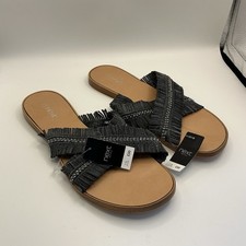 NEXT FRINGE SLIDERS SANDALS BLACK UK SIZE 5 NEW WITH TAGS