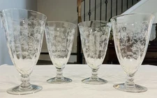 Set of 4 Fostoria Chintz Etched Ice Tea Glasses – Vintage 6” Elegant Glassware