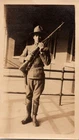 Vintage WWI Era US Soldier Portrait Photograph Campaign Hat Rifle Uniform