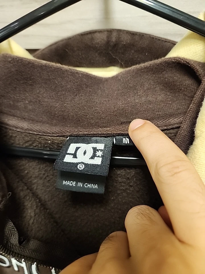 Vintage Y2K DC Shoes Mens Size Medium Brown Hoodie Sweatshirt Full Zip Skate - Изображение 4 из 4