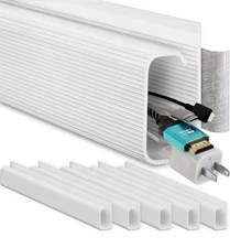 6 Pc Cable Management 6”x 16” Desk J Channel Raceway Double-Sided Adhesive 96”