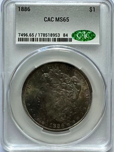 1886 Morgan Dollar, MS 65 CAC, NR