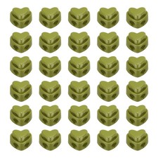 30 Pcs Heart Knitting Needle Stoppers, Double-Hole Plastic Locks, Olive Green