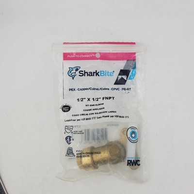 Sharkbite 1/2'' X 1/2'' Fnpt Brass 90 Deg Angle Hy Ear Elbow Shark Bite