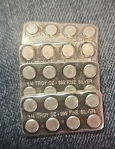 (4) Four 1/4oz 999 Silver Lego Blocks Stackable Bullion. 1 Oz Total