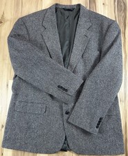 Lands  End Lambs Wool Blazer Suit Sport Coat Jacket Herringbone Tweed Men 46 R