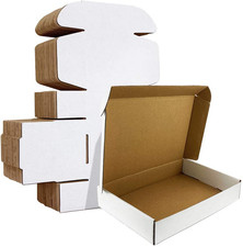 12X9X3 Inches Shipping Boxes Set of 20, White Corrugated Cardboard Box