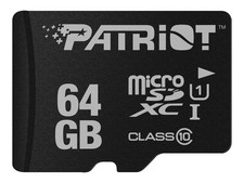 Patriot LX Series 64 GB microSDXC, Speicherkarte schwarz, UHS-I U1, Class 10