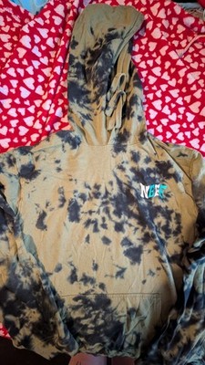 Neff Men's Tie-Dye Peace Graphic Pullover Hoodie Fleece Pockets Green/Black M