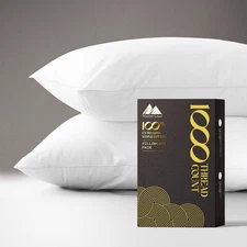 Mayfair Linen 100% Egyptian Cotton Standard / Queen Pillowcases, Bright White 