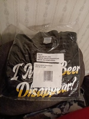 I Make Beer Disappear!.... What's Your Super Power? Black T-Shirt Size Large NEW
