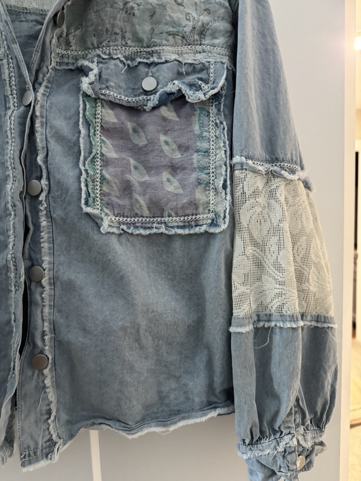 POL Patchwork Boho Chic Lace Panel Lightweight Ov… - image 6