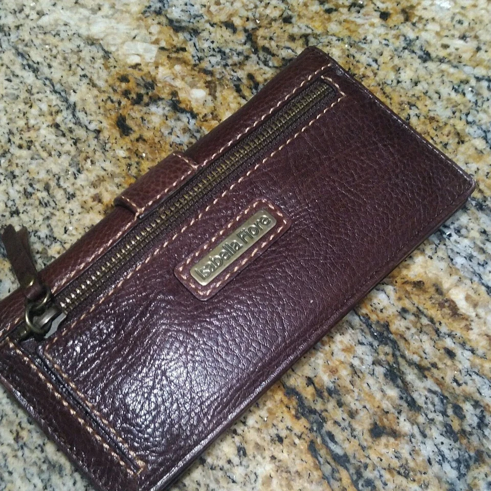 Isabella Fiore Mujer Cuero Marrón Tachonado Hebilla Tarjetero Billetera Bolso sin asas Foto 3 de 4