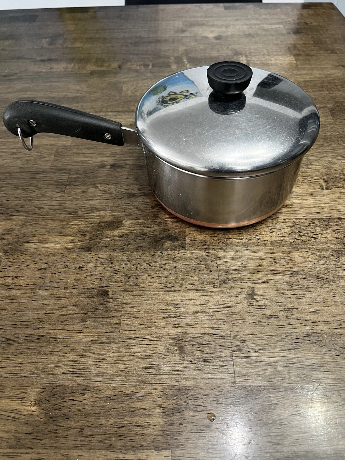 Revere Ware 1801 Pre-68 2 Qt Copper Bottom Stainless Sauce Pan with Lid USA