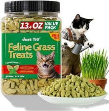 13.4 OZ Cat Grass Treats Natural Salmon Flavor Healthy Cat Snacks Training Biscu
