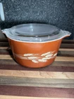Pyrex Vintage 473 B Autumn Harvest Wheat Glass Mixing/Nesting Bowl with Handles