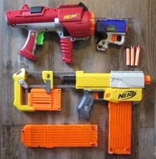 Vintage Nerf gun lot N-Strike Recon CS-6 Dart Tag Pistol Reload Clips