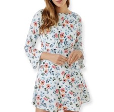 Beautiful Floral LOFT by Ann Taylor Summer Sun Dress Flowy Mini Bell Sleve 2P S