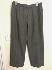 Talbots Womens Pants 10 Gray Wool Blend Striped Dress Pockets Office Career