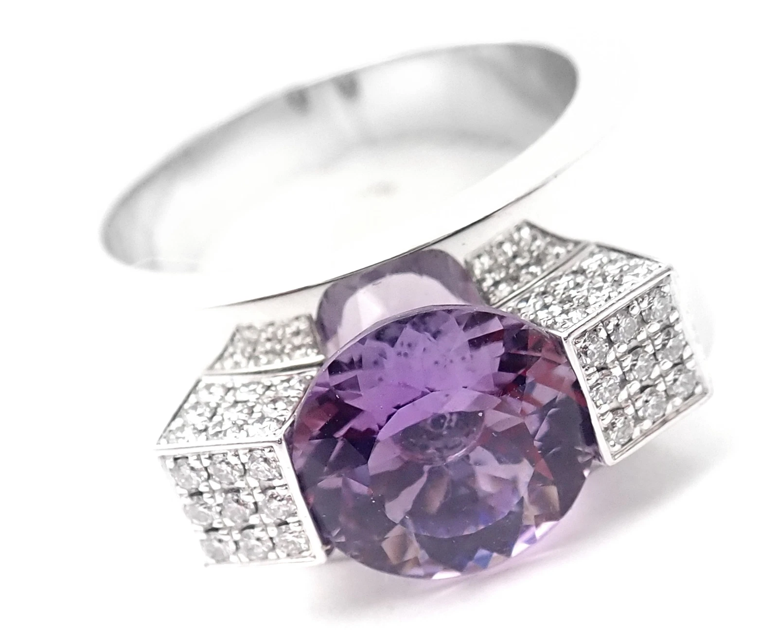 Chopard — Authentic! Chopard 18k White Gold Diamond Amethyst Wide Band Ring