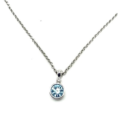 Lia Sophia  Party Time  Light Blue (March) Cut Crystal Silver Pendant Necklace