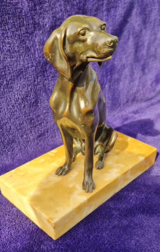 19thC French Patinated Cast Bronze Novelty Card/Letter Holder, Seated Dog c1870 - 第 1/24 張圖片