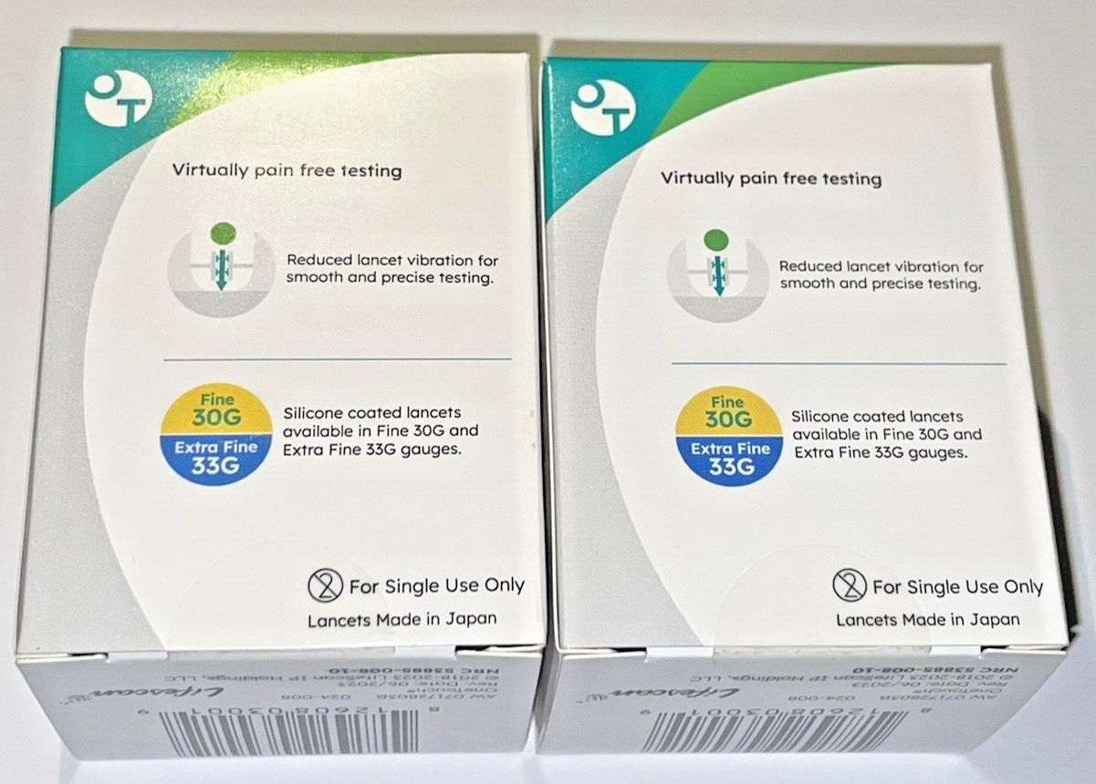 200 One Touch Delica Plus Extra Fine 33 gauge Lancets NEW in Box