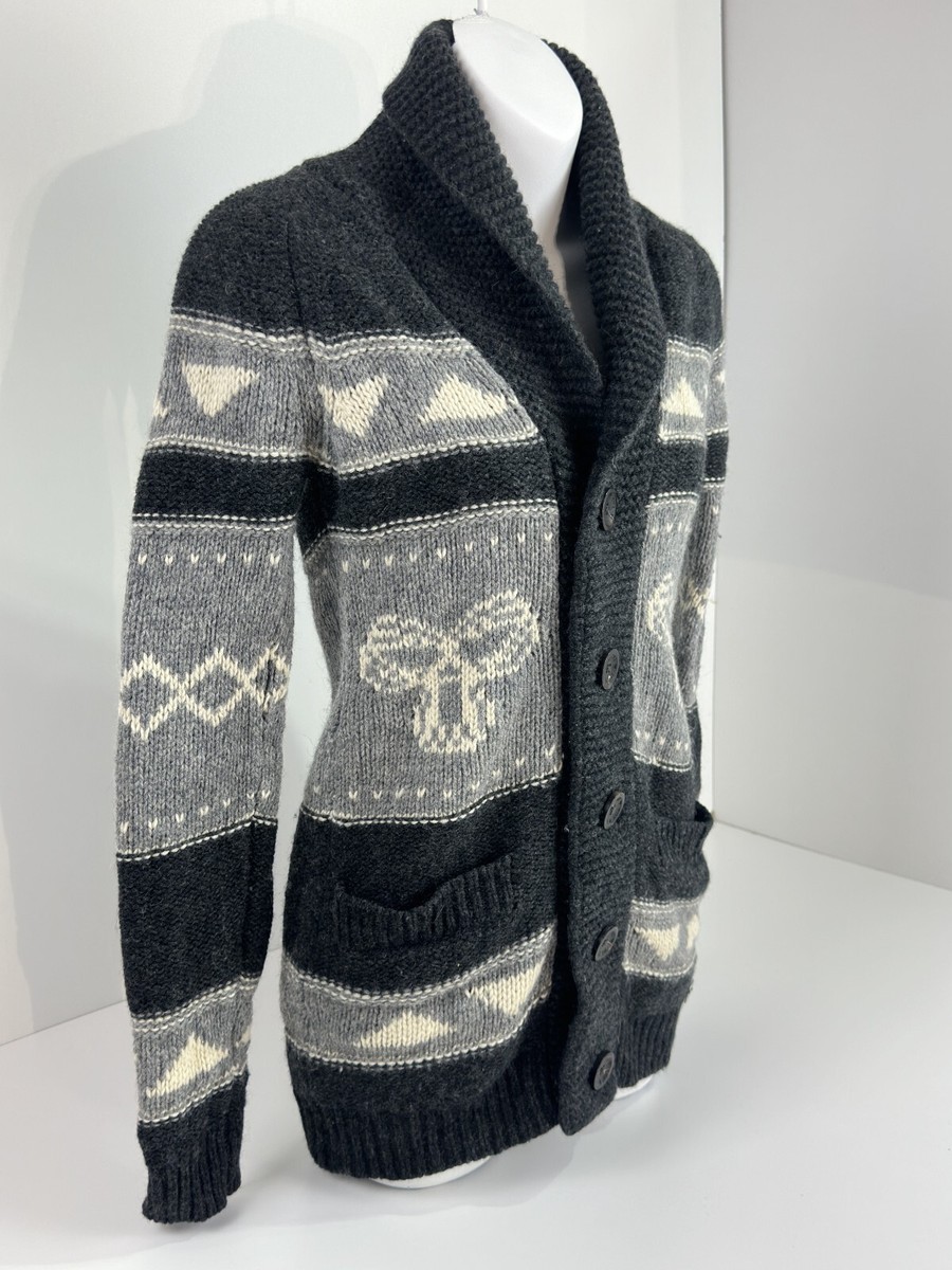 TNA Aritzia Cowichan Lambswool Sweater Sea To Sky Gray Cardigan