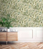Vliestapete Aquarelloptik Blattmuster Floral Cremeweiß GrüN 39697-1 (3,46€/1Qm)