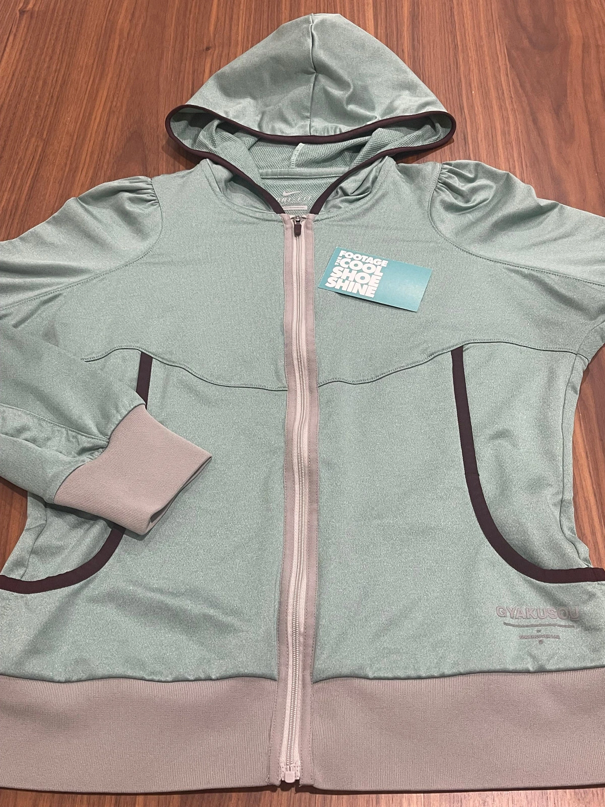 2012 GIACCA CON CAPPUCCIO DA CORSA DONNA NIKE UNDERCOVER LAB GYAKUSOU UV DRI FIT VERDE L