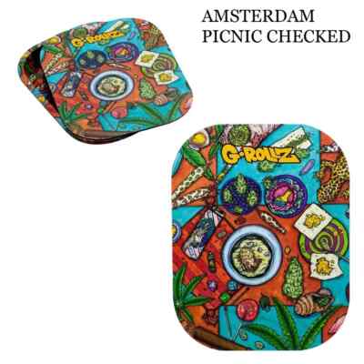 2-Part G-ROLLZ Magnet Cover Tray, Small 7 x 5.5in., Amsterdam Picnic Checked