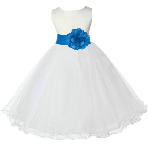 IVORY PEACH BLUE RED MINT CADBURY BLACK YELLOW ORANGE PURPLE FLOWER GIRL DRESS - Picture 14 of 44