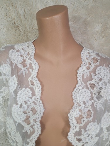 Vtg Victoria’s Secret GOLD LABEL Shrug Size Large Sheer Ivory Lace Floral RARE I - Picture 2 of 7