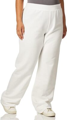 Hanes Fleece Sweatpants ComfortSoft EcoSmart Womens Open Bottom Leg White 