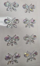 CraftbuddyUS 8pc 35X22mm AB CLEAR BUTTERFLY Rhinestone Self Adhesive Gems, DIY