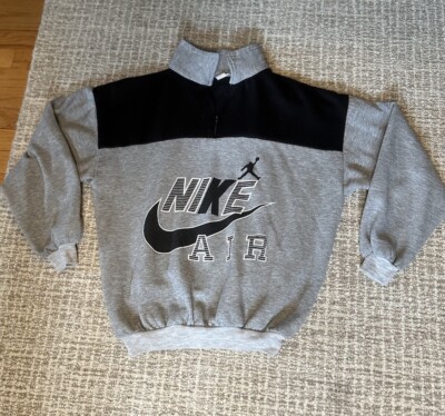 Vintage Nike Colorblock Gray/Black Quarter Zip Sweatshirt Oversized M/L 