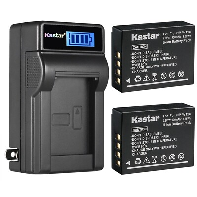 LCD Charger & 2 battery for Fujifilm X-M1 X-T1 X-T2 X-T3 X-T10 X-T20 X-T30 II